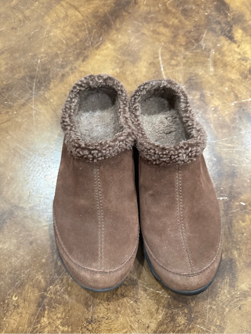 Women's Lands" End Brown Suede Slip-On Winter Clog